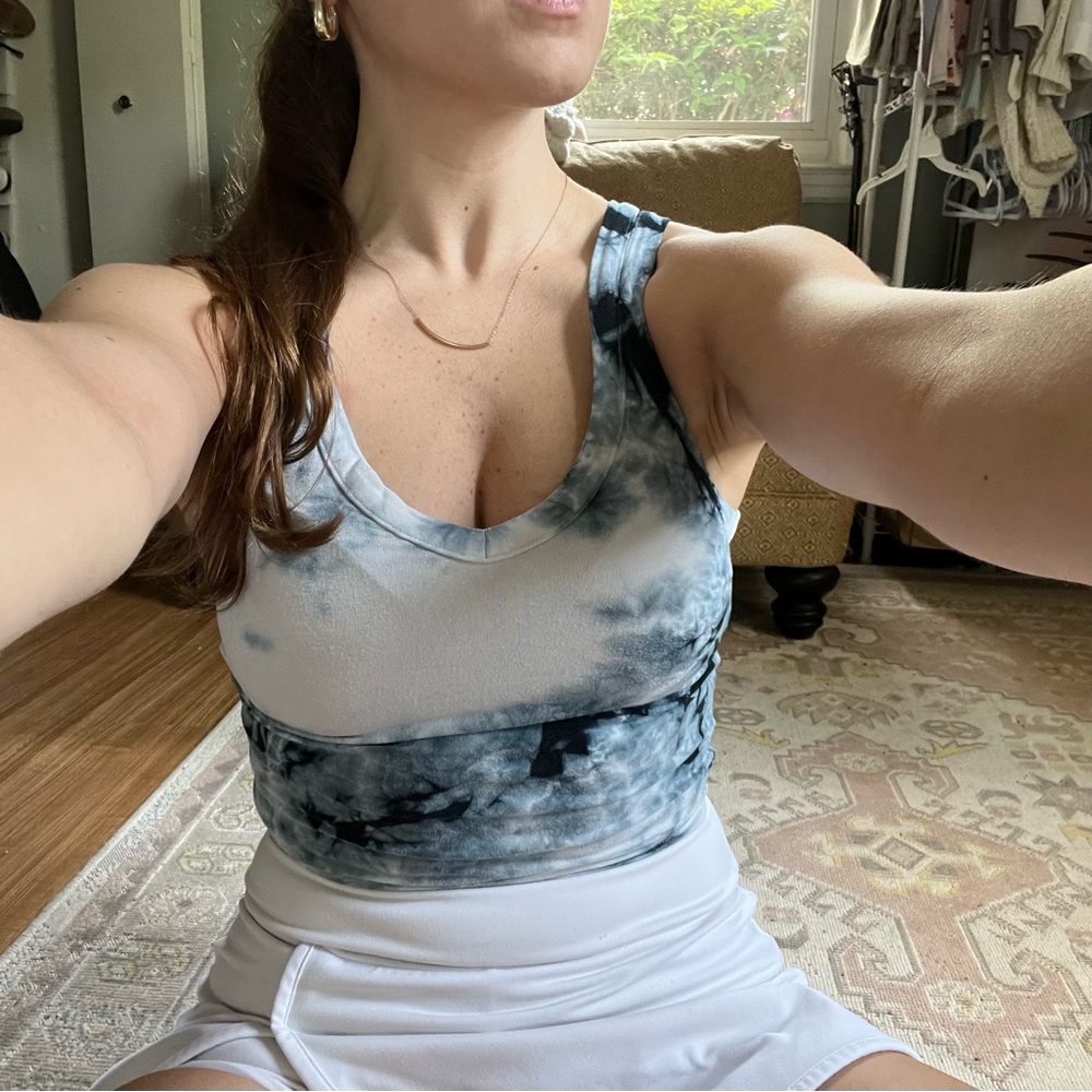 Aerie Blue and White Tie-Dye Tank Top